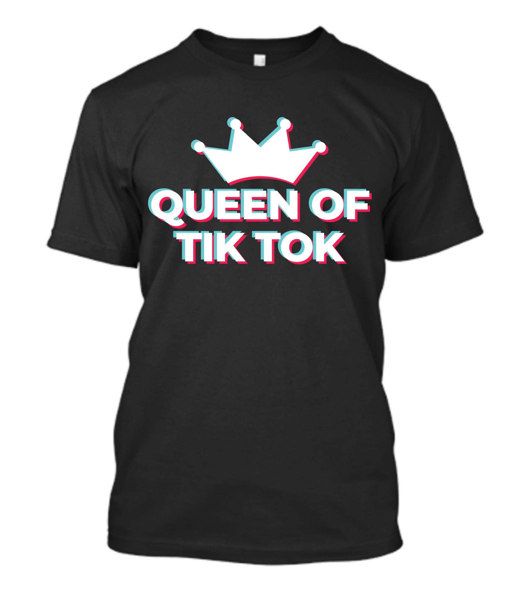 QUEEN OF TIKTOK Crown Text Three-Dimensional Look T-Shirt