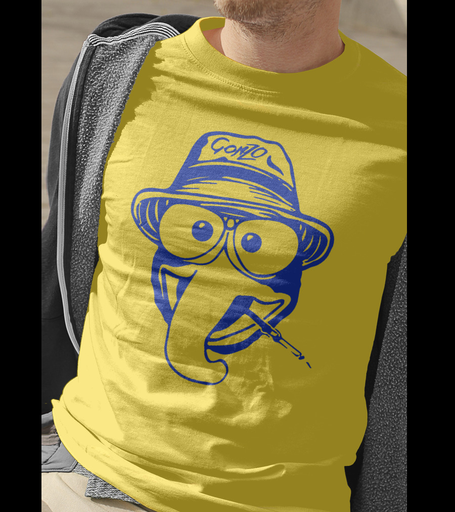 Gonzo Hunter S. Thompson Blue Art With Hat And Cigarette T-Shirt