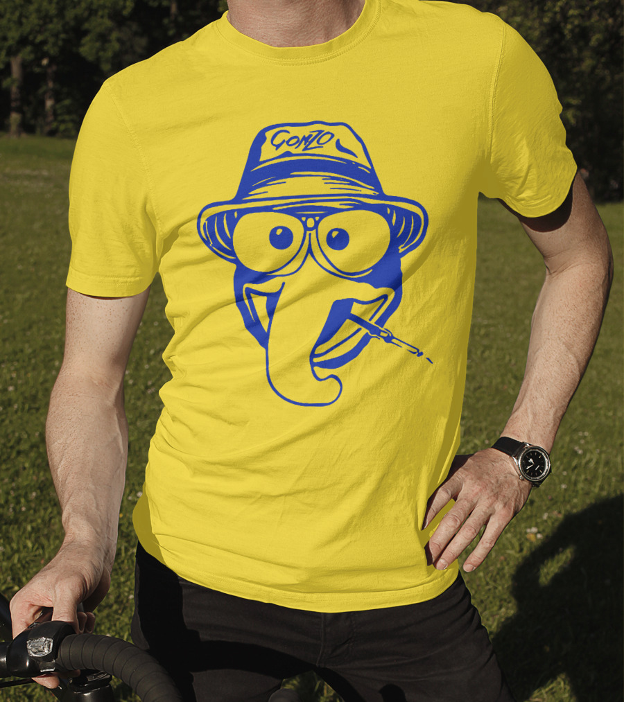 Gonzo Hunter S. Thompson Blue Art With Hat And Cigarette T-Shirt