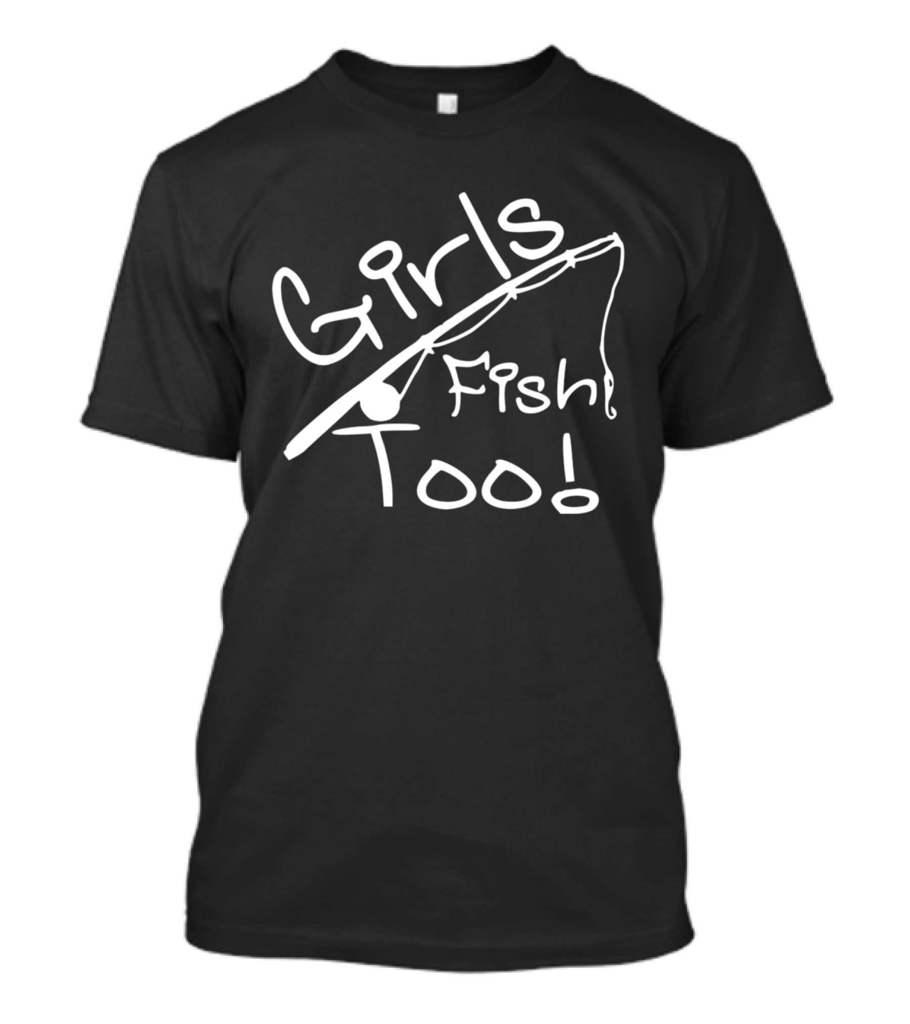 Girls Fish Too Bold White Graphic With Fishing Rod T-Shirt