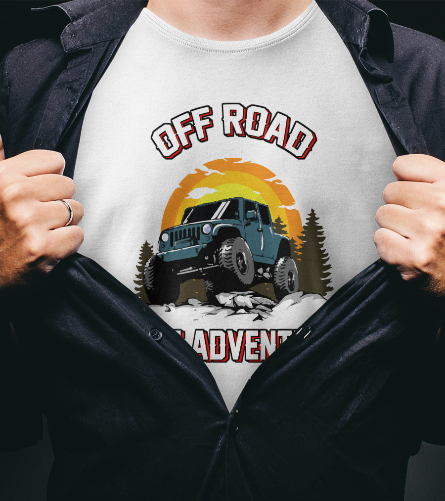OFF ROAD GREAT ADVENTURES SUNSET JEEP ROCKS FOREST T-Shirt