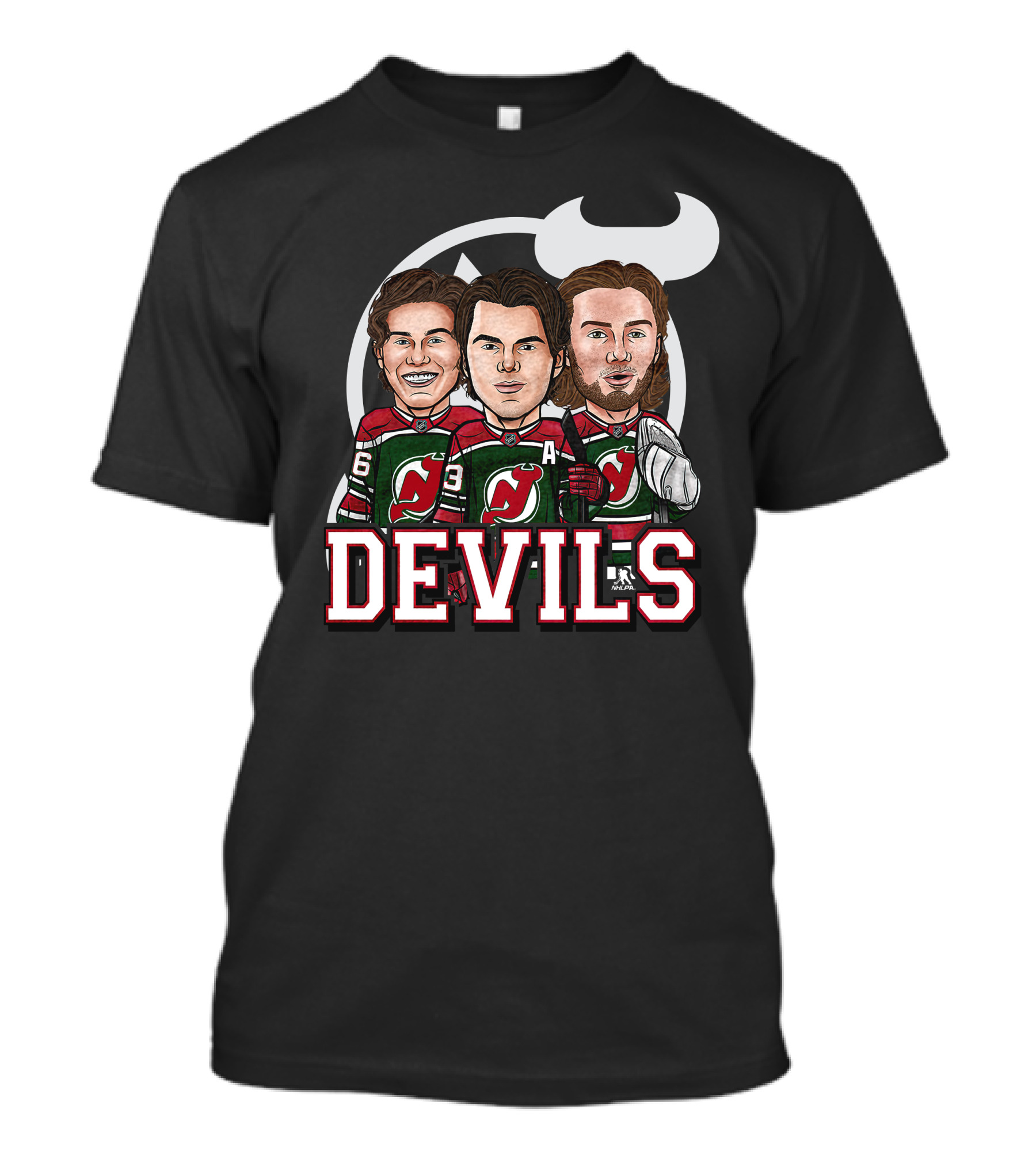 New Jersey Devils Hockey Players Caricature T-Shirt