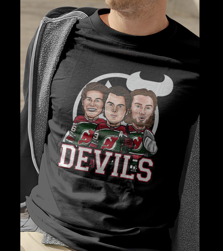New Jersey Devils Hockey Players Caricature T-Shirt
