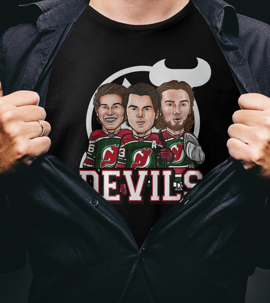 New Jersey Devils Hockey Players Caricature T-Shirt