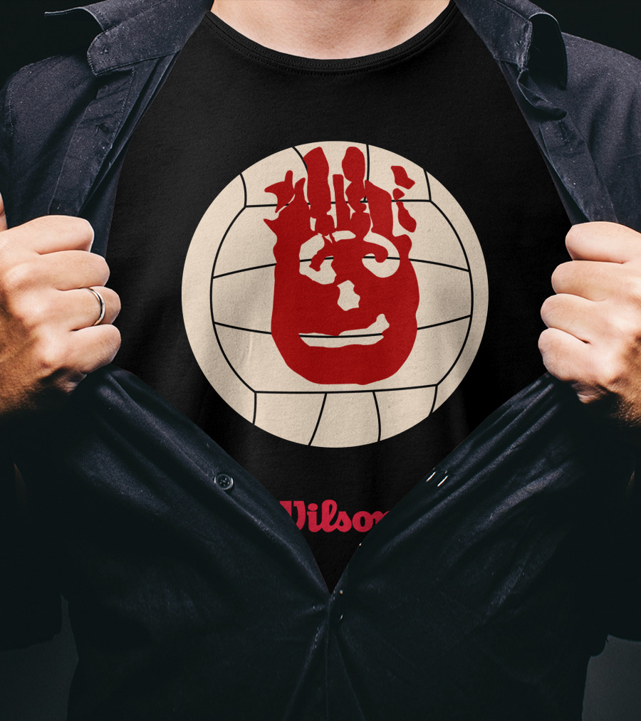 Wilson Volleyball Cast Away Movie Iconic Handprint Logo Ball T-Shirt