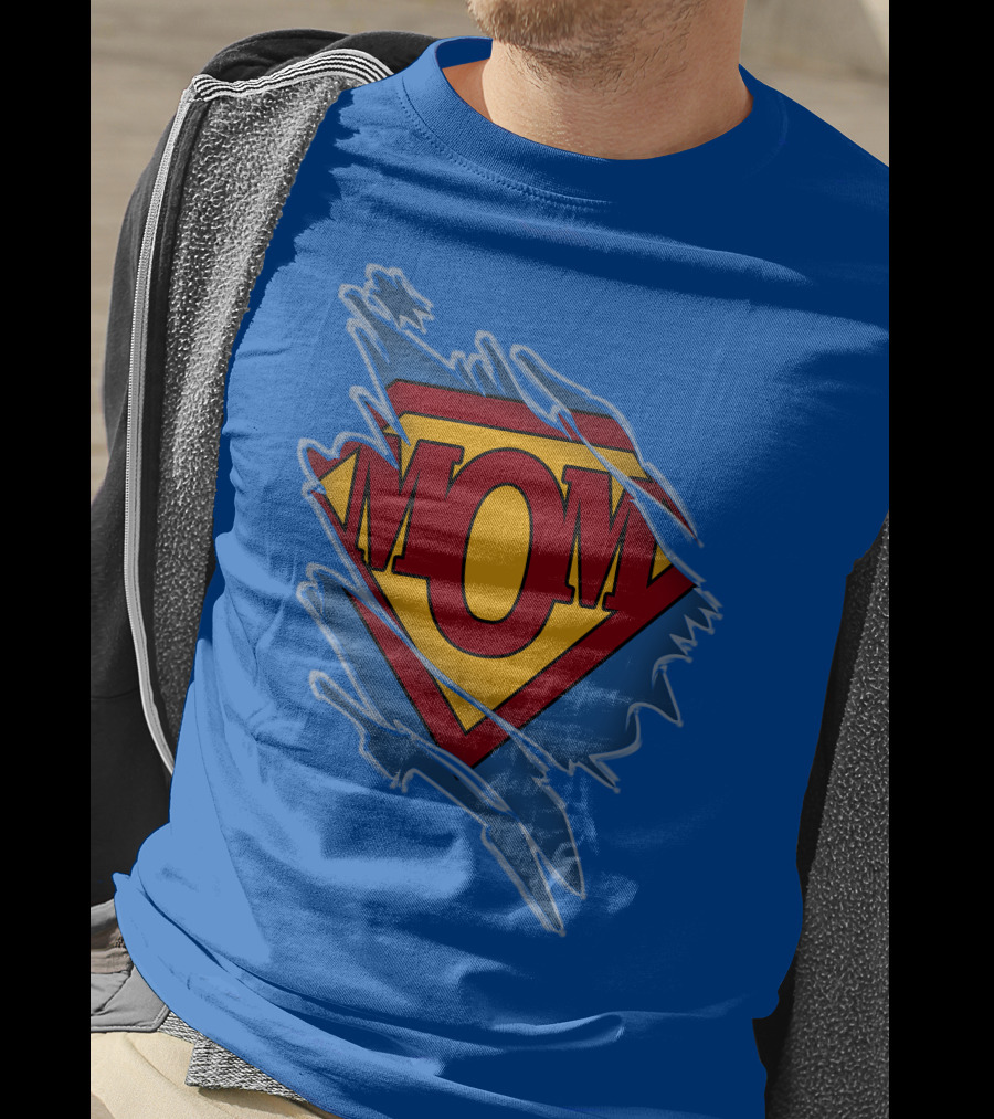 Iconic Super Mom Emblem In Classic Blue And Red T-Shirt