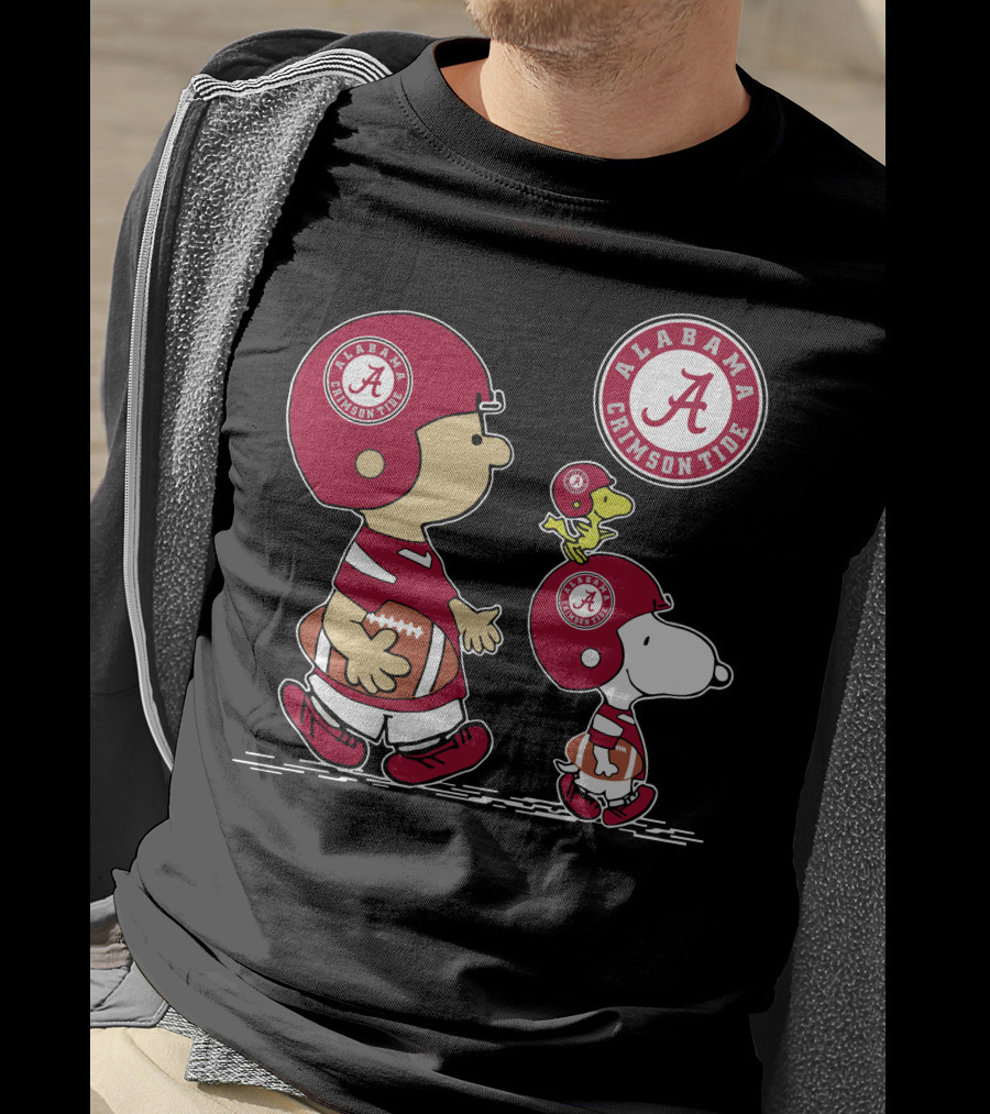 Alabama Crimson Tide Football Peanuts Characters Woodstock And Snoopy T-Shirt
