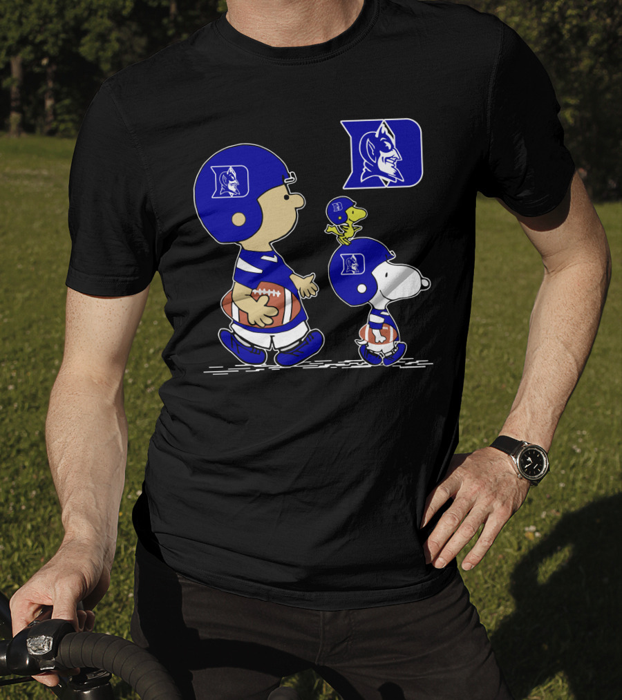 Duke Blue Devils Peanuts Characters Football Helmets T-Shirt
