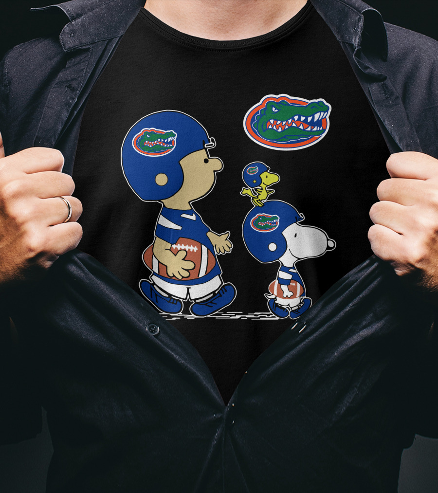 Peanuts Characters In Florida Gators Football Helmets T-Shirt