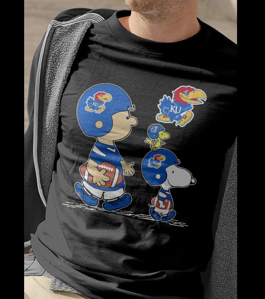 Kansas Jayhawks KU Football Peanuts Characters T-Shirt