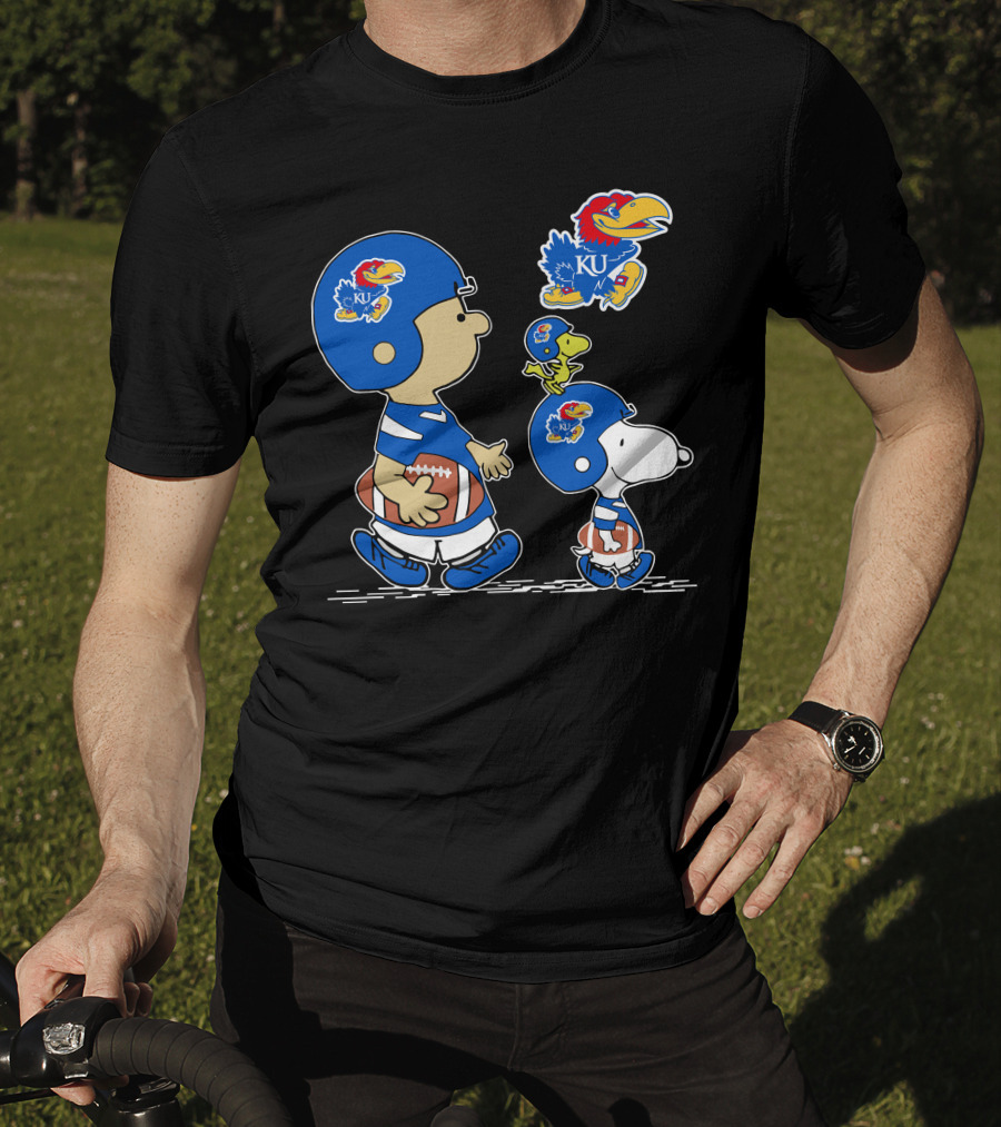 Kansas Jayhawks KU Football Peanuts Characters T-Shirt
