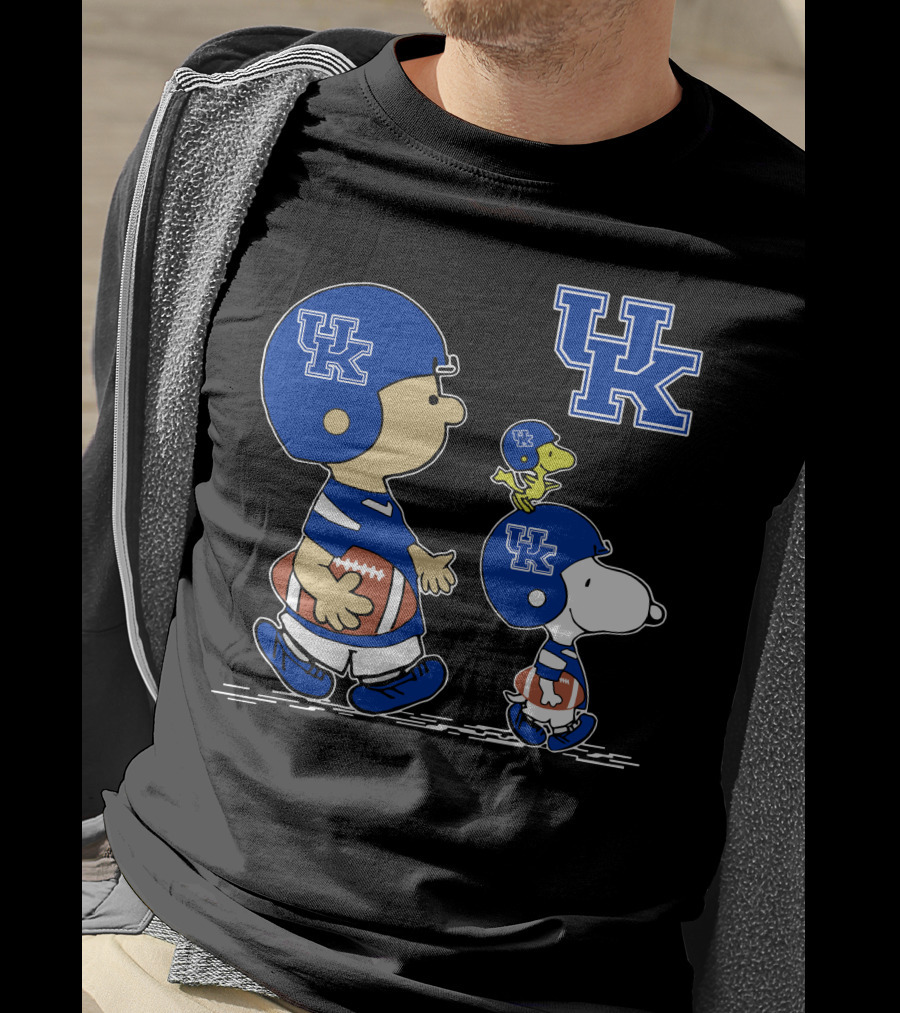 Kentucky Wildcats Peanuts Mascots Football Team Collaboration Snoopy Woodstock T-Shirt