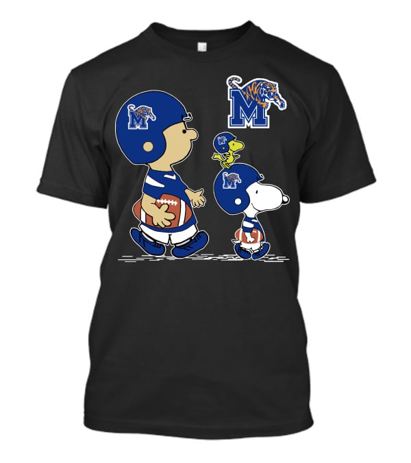 Memphis Tigers Football Peanuts Characters Charlie Brown And Snoopy T-Shirt