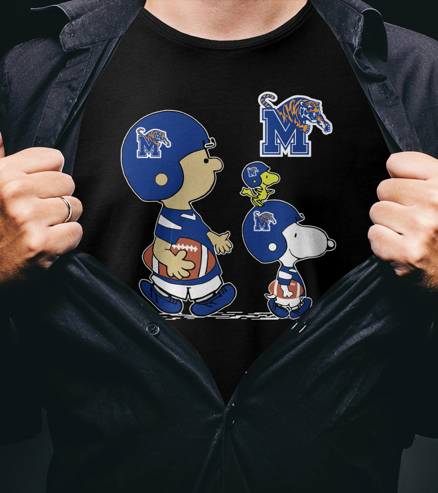 Memphis Tigers Football Peanuts Characters Charlie Brown And Snoopy T-Shirt