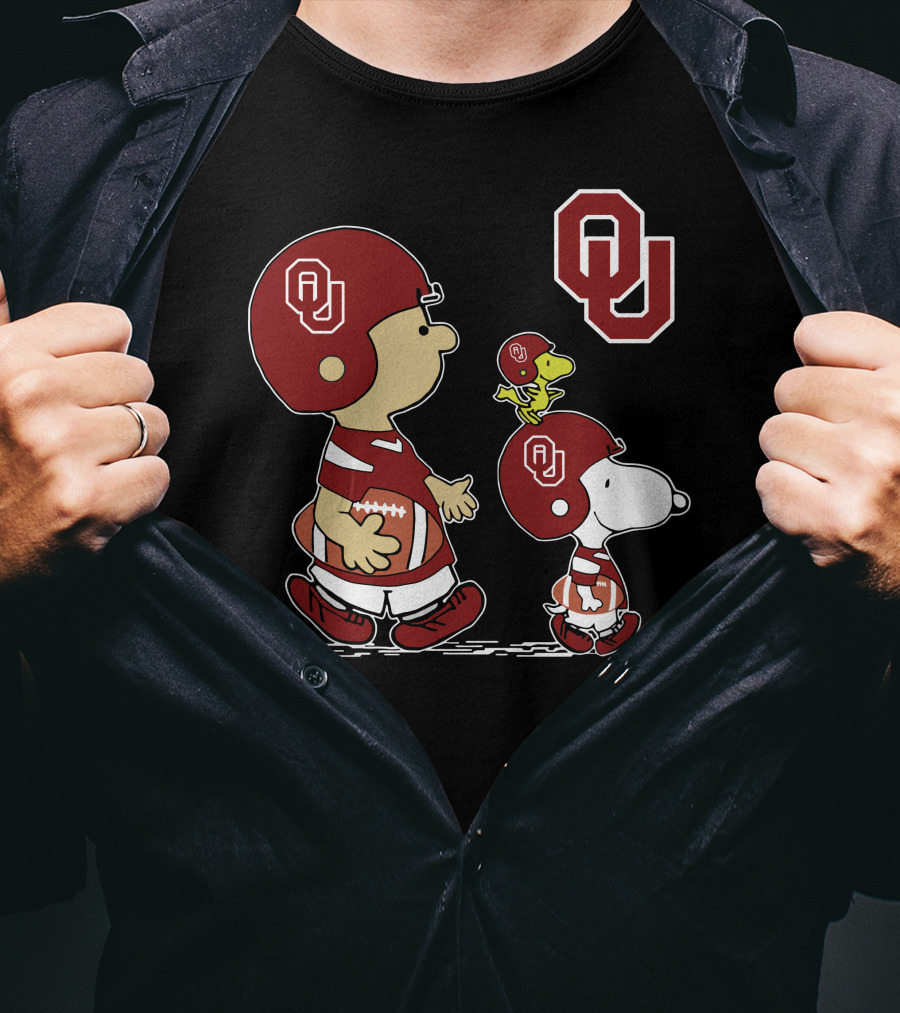 Ou Sooners Football Featuring Peanuts Characters Charlie Brown And Snoopy T-Shirt