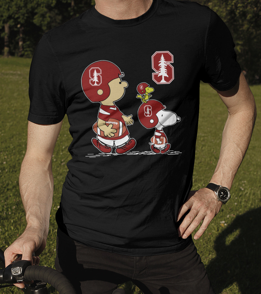 Stanford Cardinal Peanuts Football Characters With Tree T-Shirt