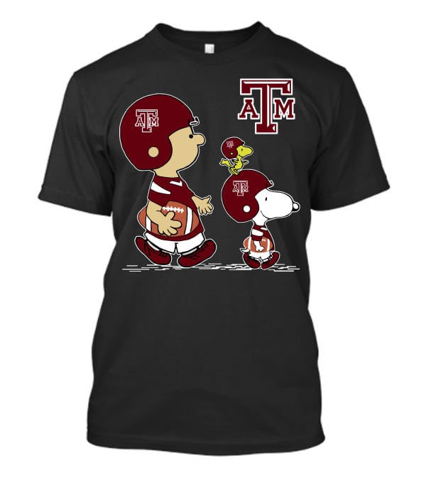 Texas A&M Aggies Peanuts Football Characters Walking T-Shirt