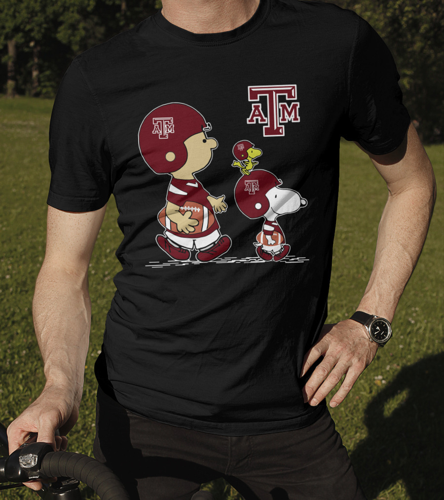 Texas A&M Aggies Peanuts Football Characters Walking T-Shirt