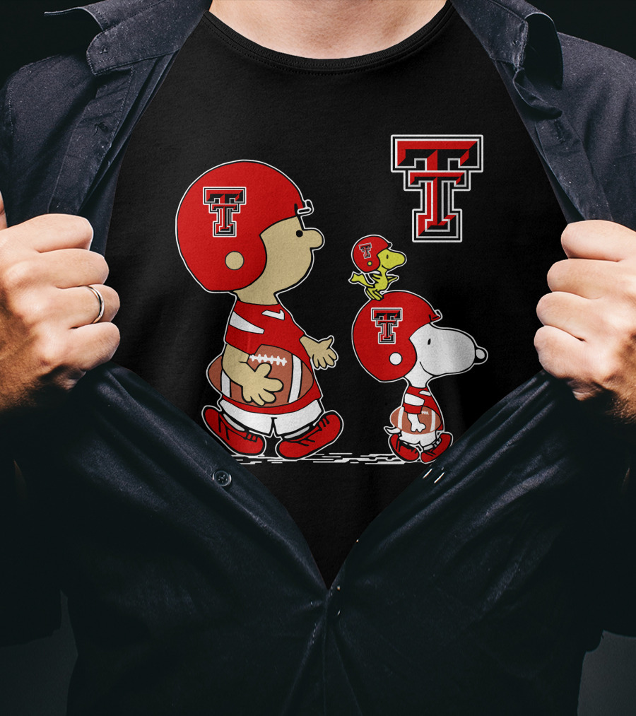 Texas Tech Red Raiders Peanuts Football Characters T-Shirt