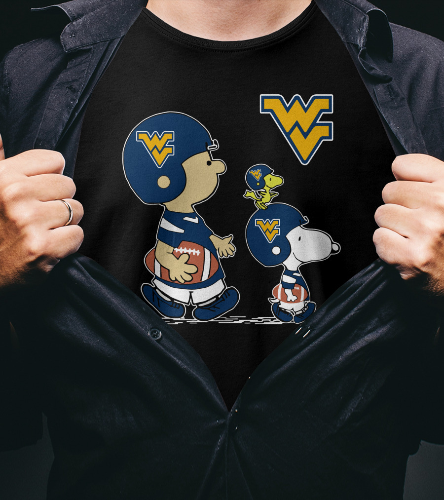 West Virginia Mountaineers Peanuts Football Characters T-Shirt