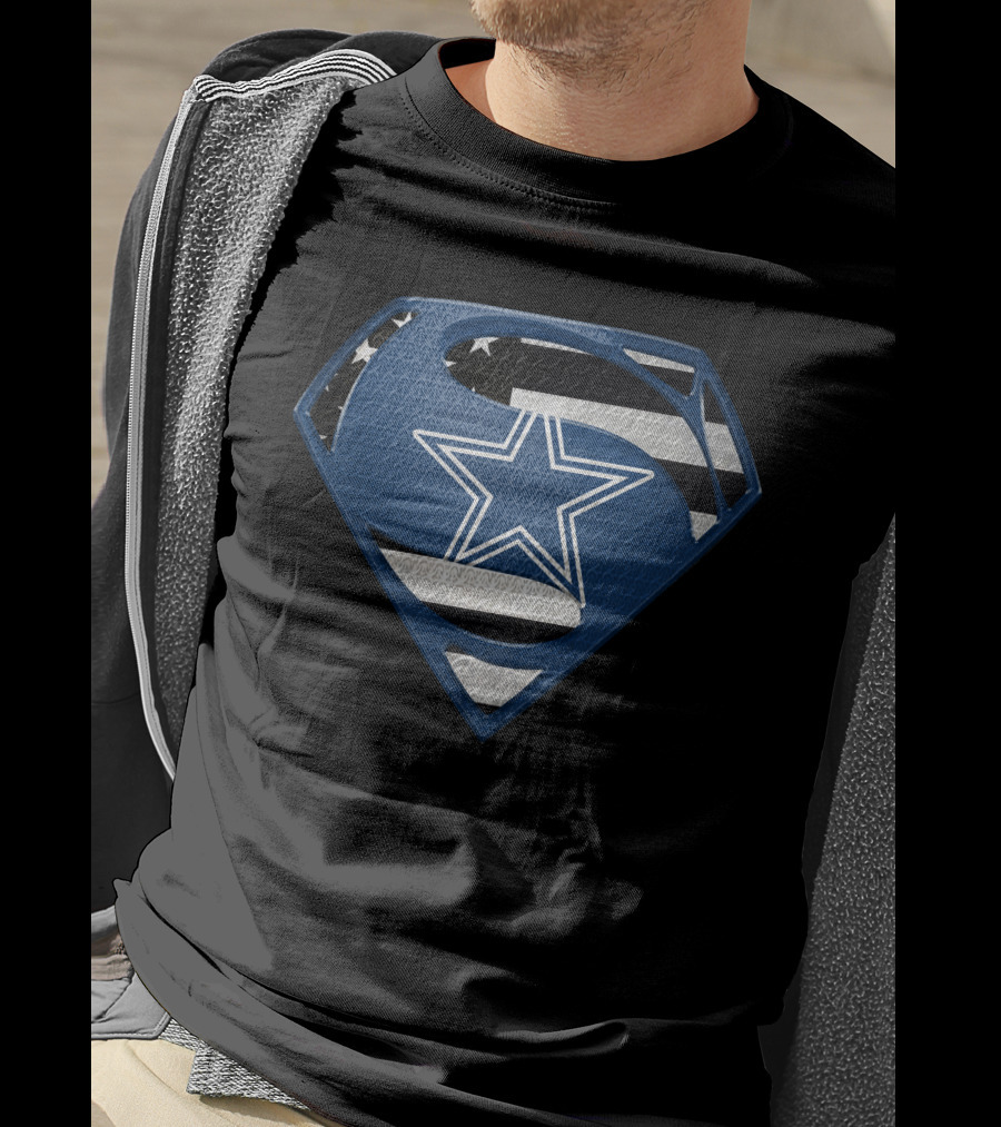 Dallas Cowboys Superman Logo With American Flag Elements T-Shirt
