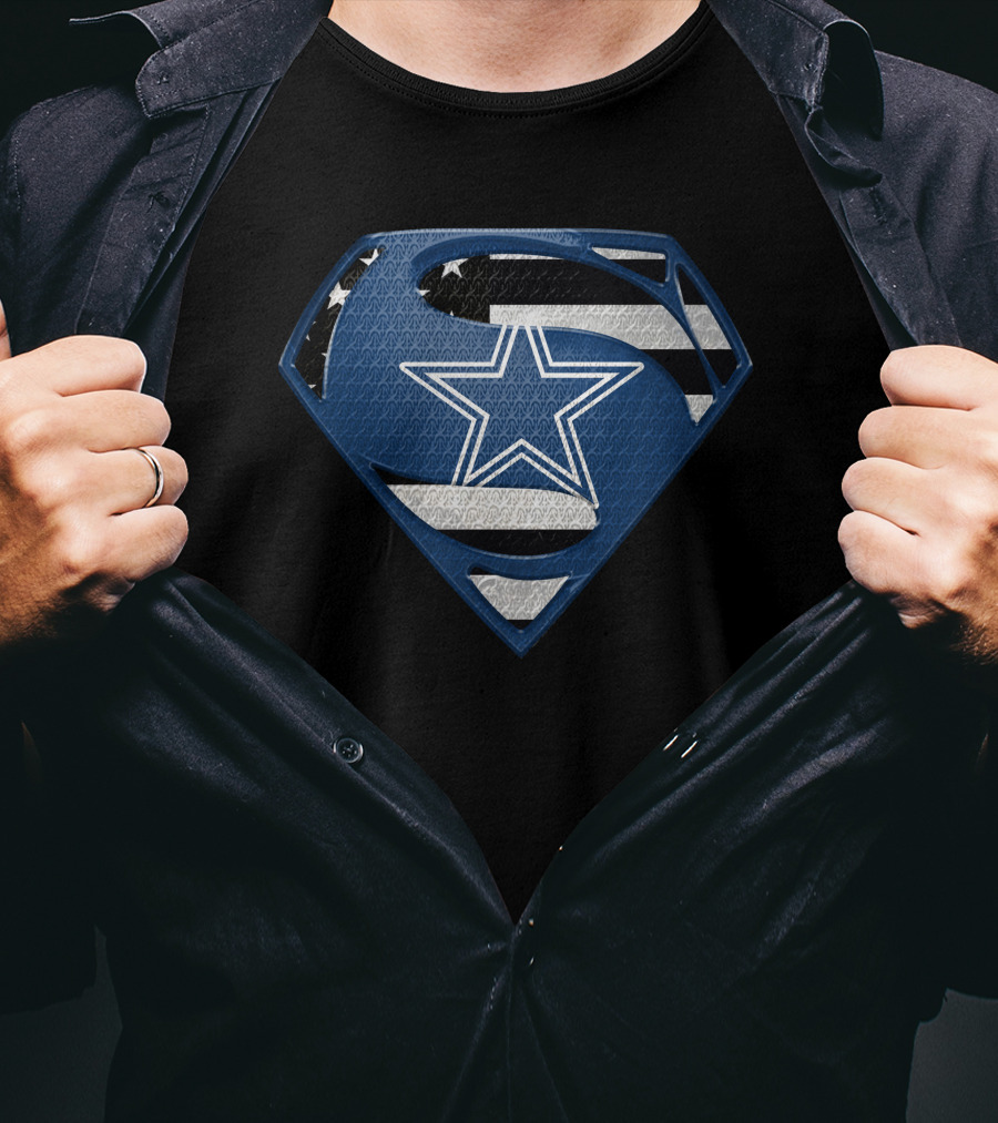 Dallas Cowboys Superman Logo With American Flag Elements T-Shirt