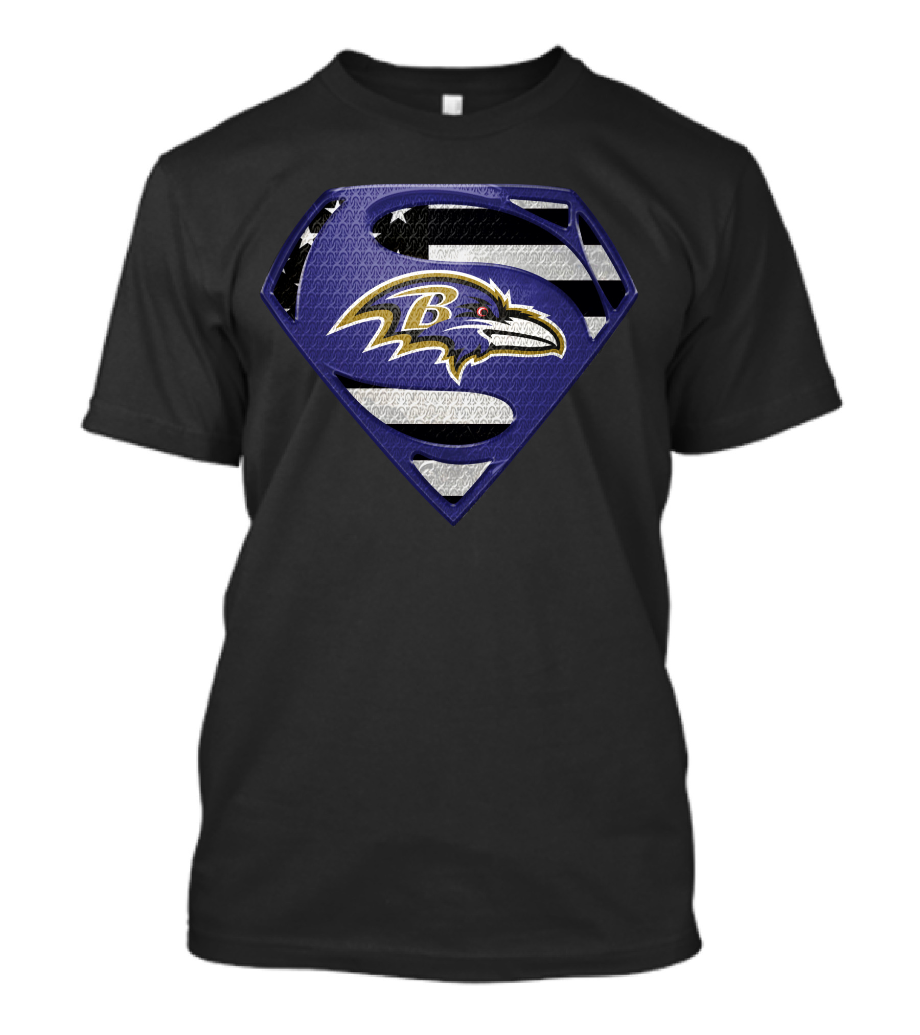 Baltimore Ravens Superman Shield American Flag Emblem T-Shirt