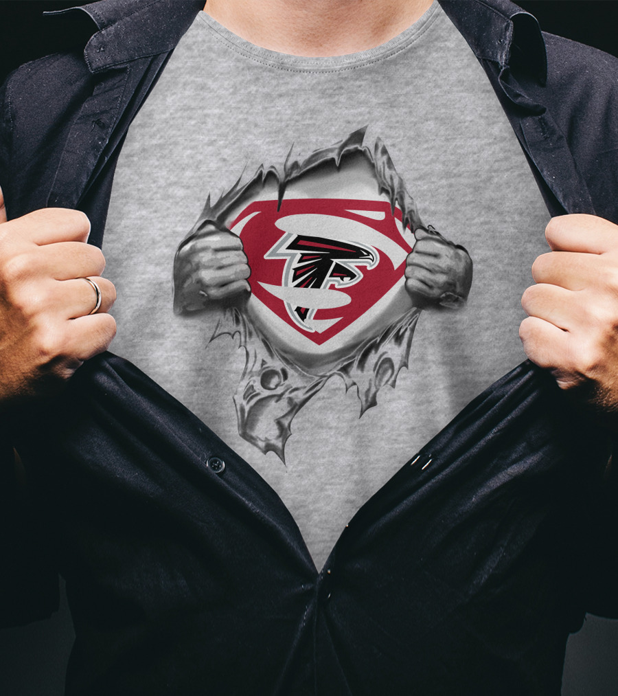 Atlanta Falcons Superman Logo Ripped Chest T-Shirt