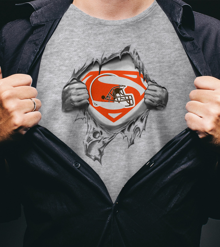 Cleveland Browns Superman Logo With Helmet T-Shirt