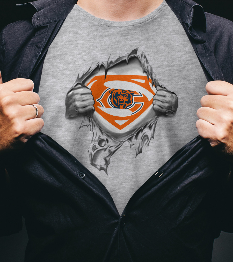 Chicago Bears Superhero Logo Tear T-Shirt