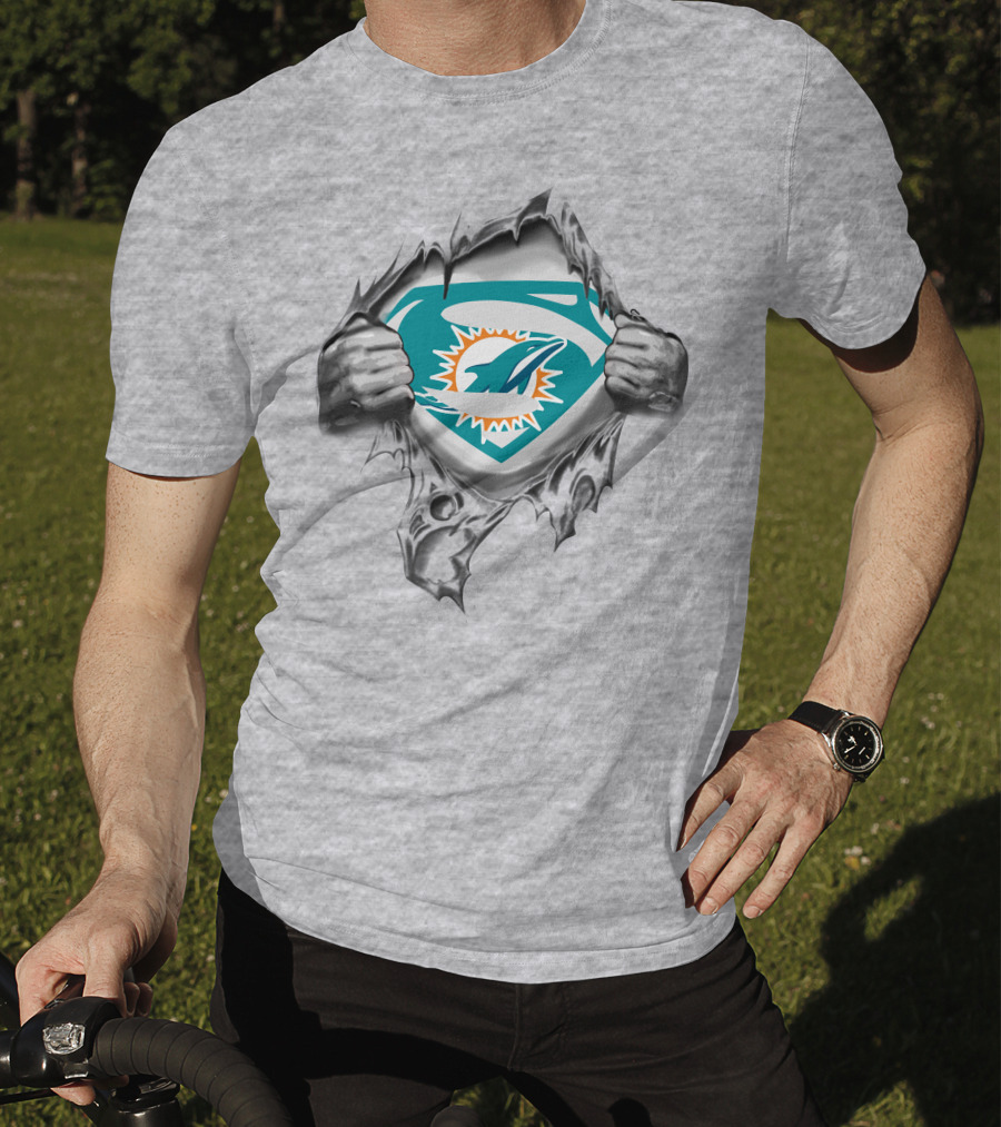 Miami Dolphins Superman Shield Logo Fan T-Shirt
