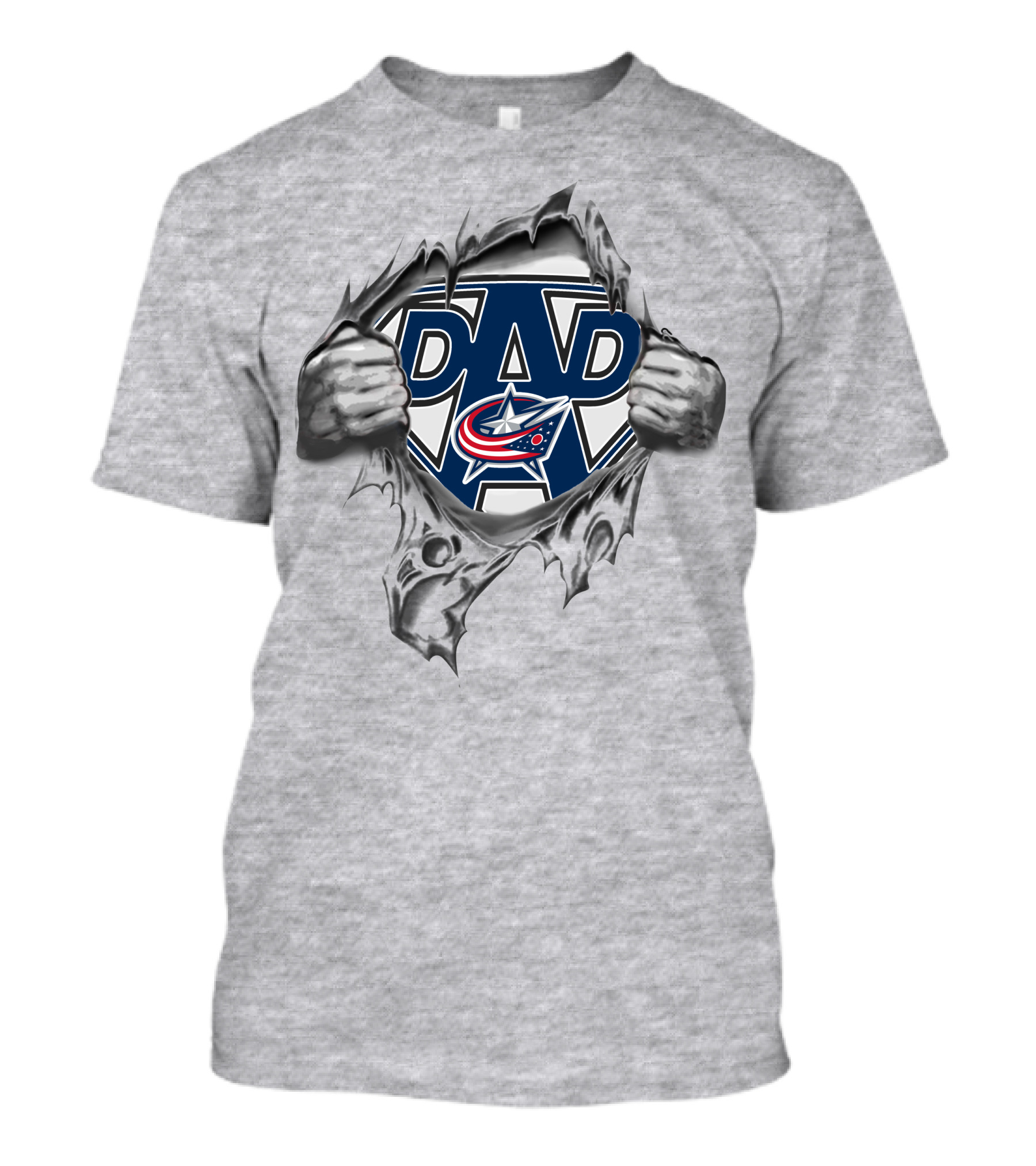 Columbus Blue Jackets Super Dad Emblem Torn Fabric T-Shirt