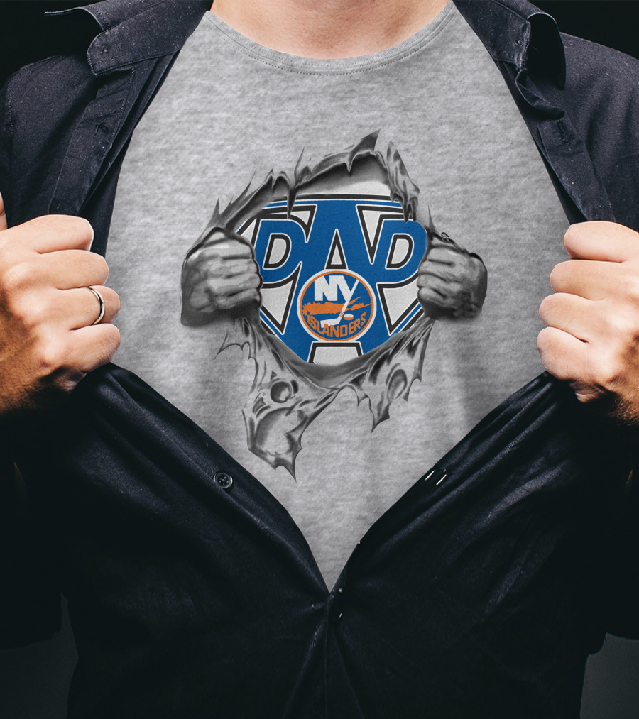 New York Islanders Super Dad Emblem Tear Hero T-Shirt