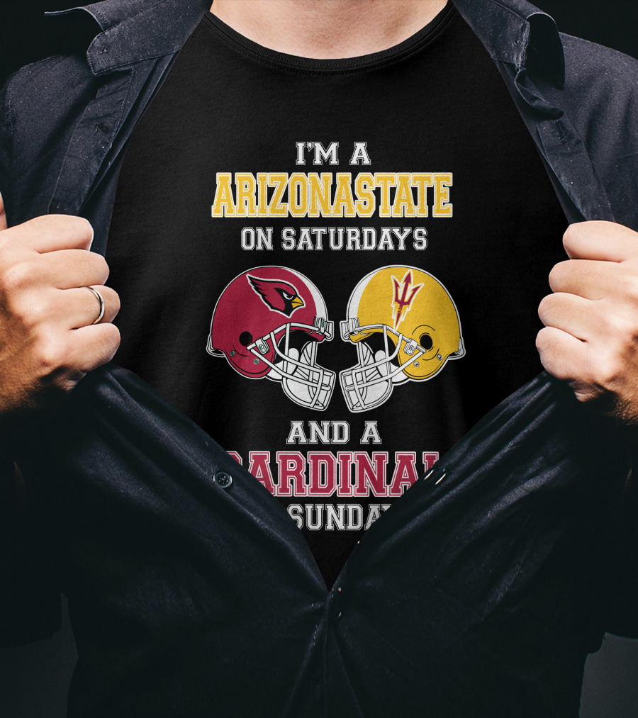 I'm A Arizona State On Saturdays And A Cardinal On Sundays Football Helmets T-Shirt