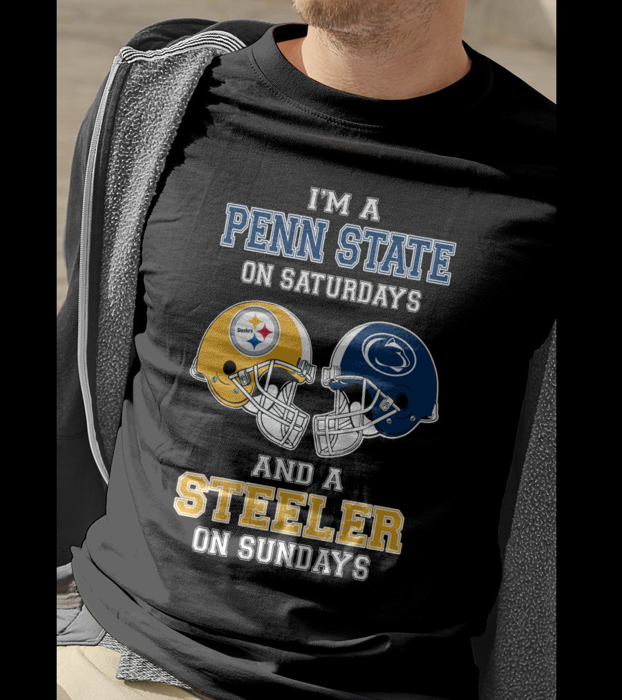 Penn State Saturdays Steelers Sundays Football Helmets T-Shirt