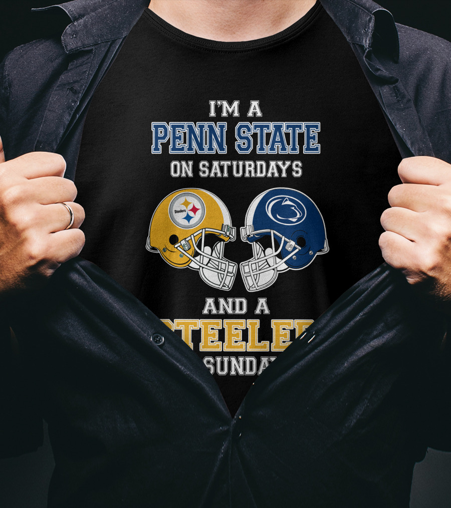 Penn State Saturdays Steelers Sundays Football Helmets T-Shirt