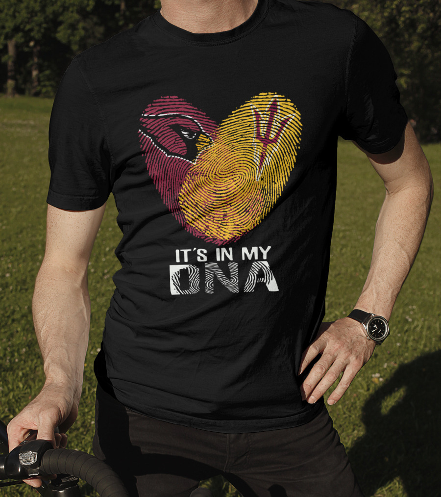 Arizona Cardinals Arizona State It's In My Dna Fingerprint Heart T-Shirt
