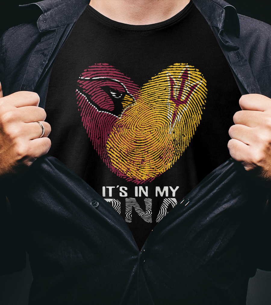 Arizona Cardinals Arizona State It's In My Dna Fingerprint Heart T-Shirt