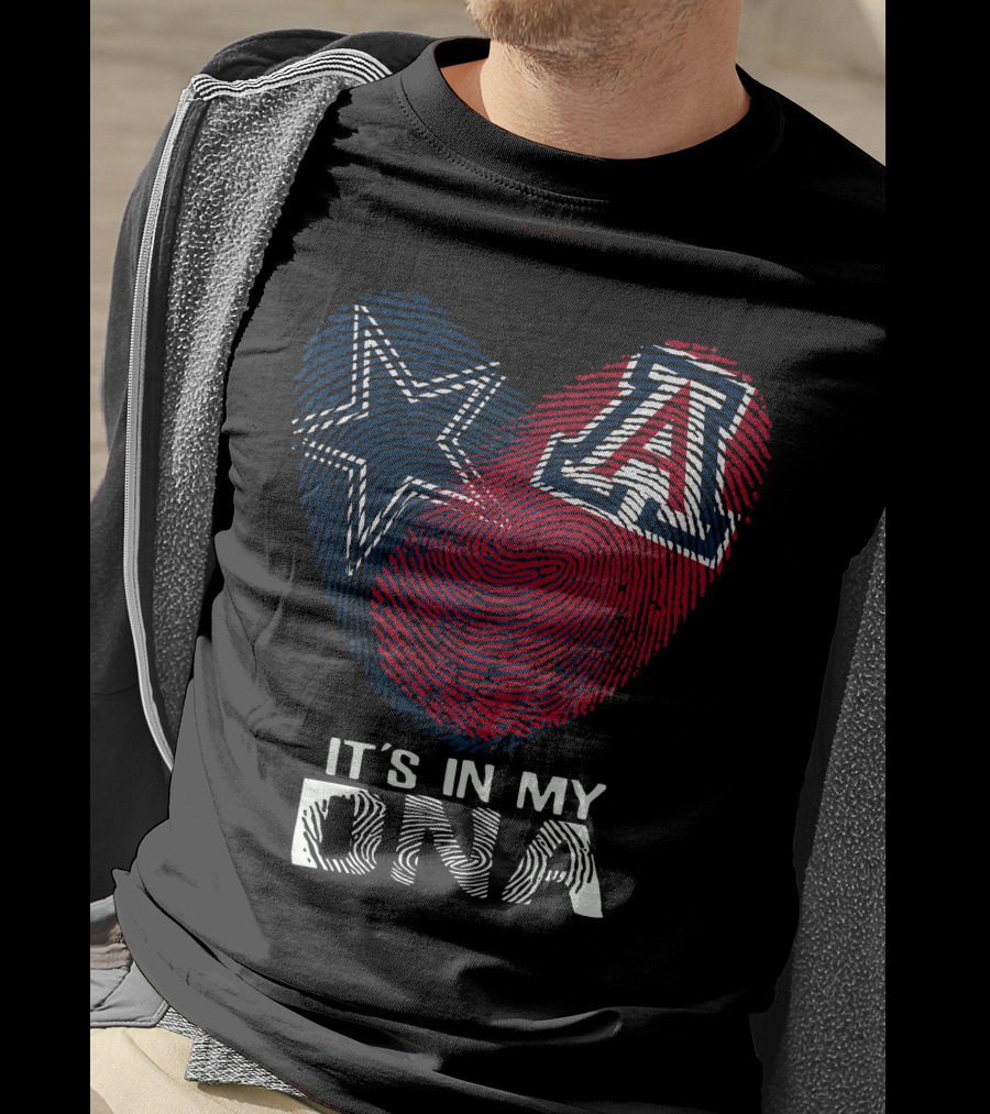 Cowboys Arizona Wildcats It's In My DNA Fingerprint Heart T-Shirt
