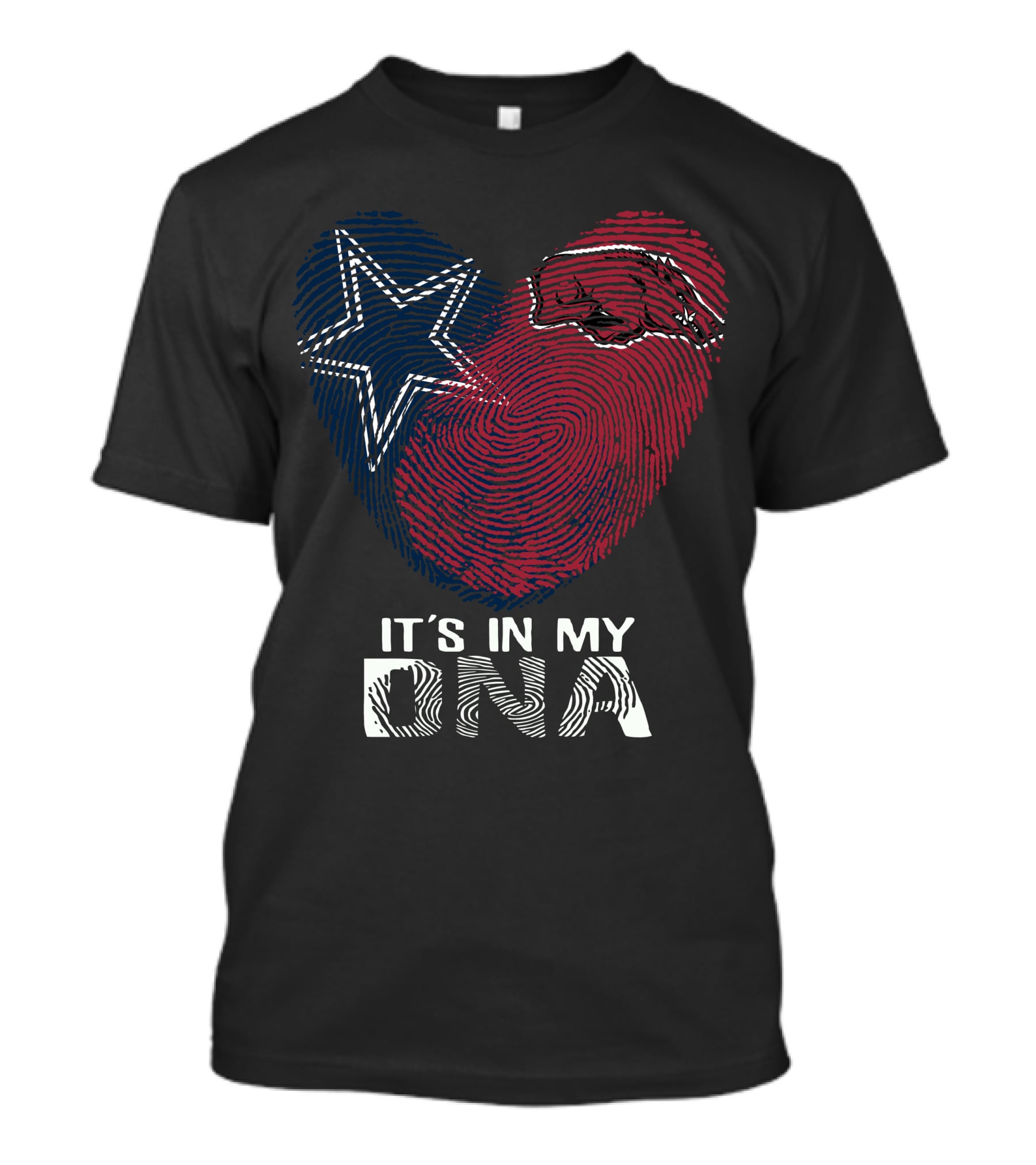 Cowboys Arkansas Razorbacks It's In My DNA Fingerprint Heart With Star And Hog T-Shirt