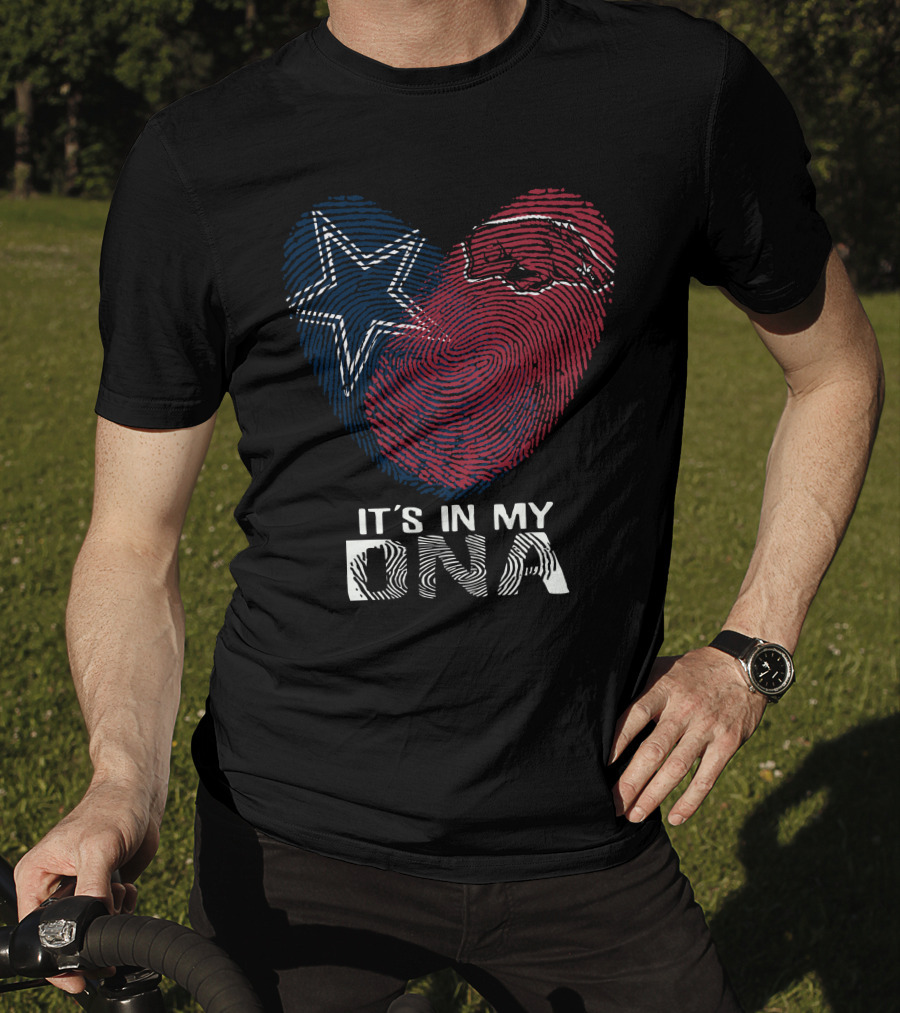 Cowboys Arkansas Razorbacks It's In My DNA Fingerprint Heart With Star And Hog T-Shirt