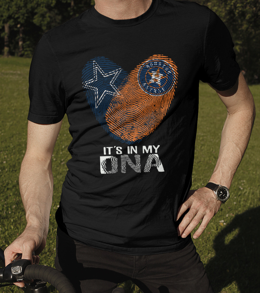 Cowboys Houston Astros Star Fingerprint It's In My DNA T-Shirt