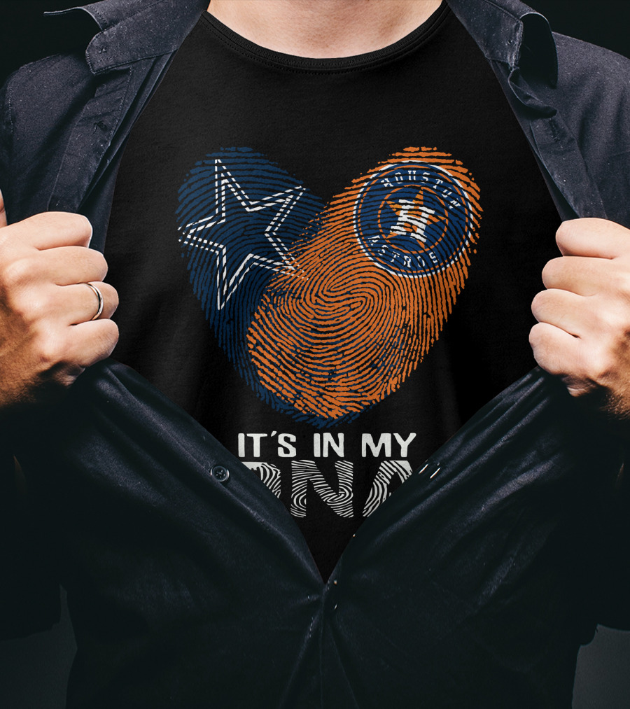 Cowboys Houston Astros Star Fingerprint It's In My DNA T-Shirt
