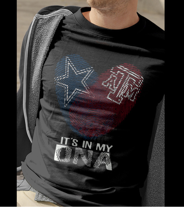 It's In My DNA Cowboys Texas A&M Aggies Star Logo Fingerprint T-Shirt