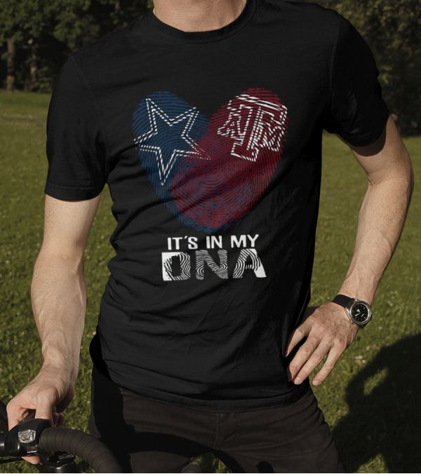It's In My DNA Cowboys Texas A&M Aggies Star Logo Fingerprint T-Shirt