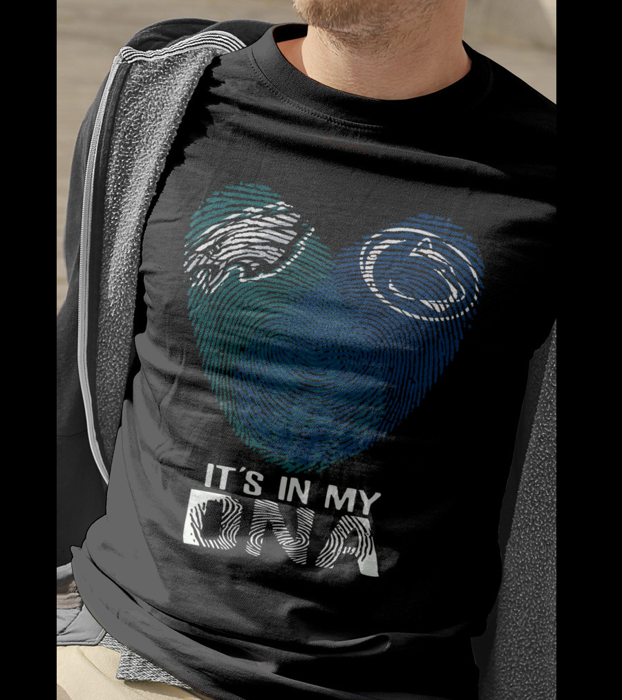 Philadelphia Eagles Penn State Fingerprint Heart It's In My DNA T-Shirt