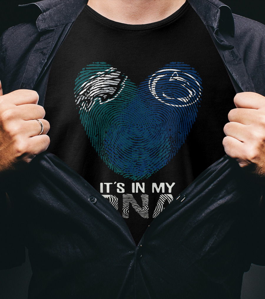 Philadelphia Eagles Penn State Fingerprint Heart It's In My DNA T-Shirt