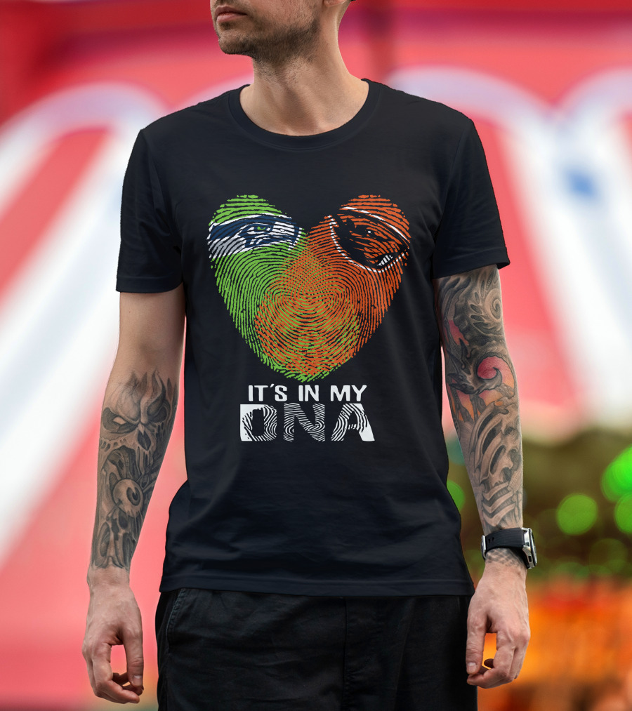 Seahawks Beavers It's In My DNA Heart Fingerprint T-Shirt