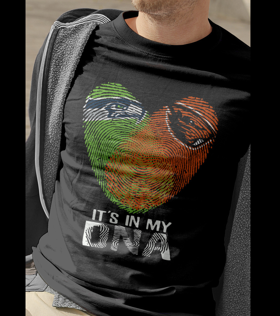Seahawks Beavers It's In My DNA Heart Fingerprint T-Shirt