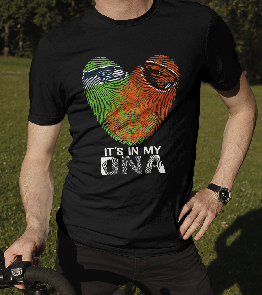 Seahawks Beavers It's In My DNA Heart Fingerprint T-Shirt